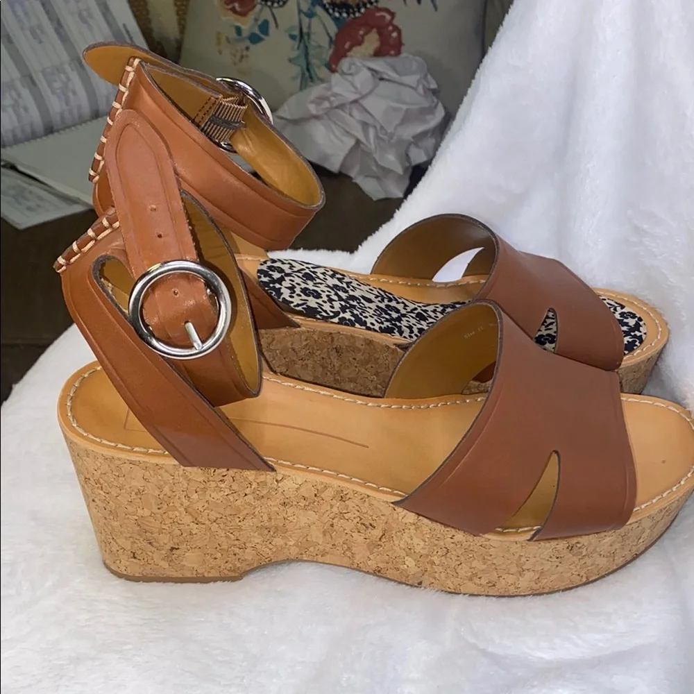 Dolce Vita Brown Platform Cork Wedge Sandals
